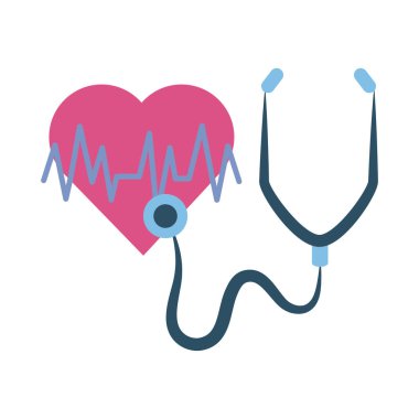 Çevrimiçi doktor, stetoskop kalp danışmanı tıbbi teşhis koruma kovid 19, düz stil simgesi