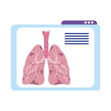 Online doktor, web sitesi danışmanı içerik hastalığı solunum tıbbı covid 19, düz stil simgesi