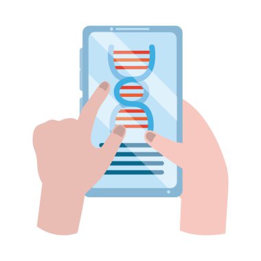 Çevrimiçi doktor, akıllı telefon tıbbi koruması olan eller covid 19, düz stil simgesi