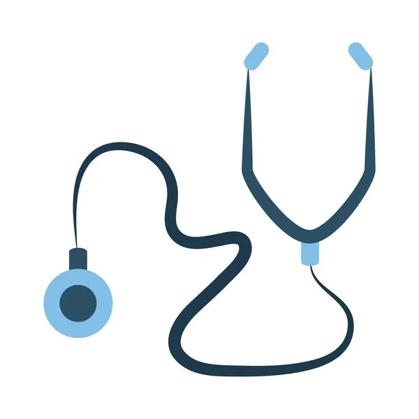Médico en línea, estetoscopio consultor diagnóstico protección médica covid 19, icono de estilo plano — Archivo Imágenes Vectoriales