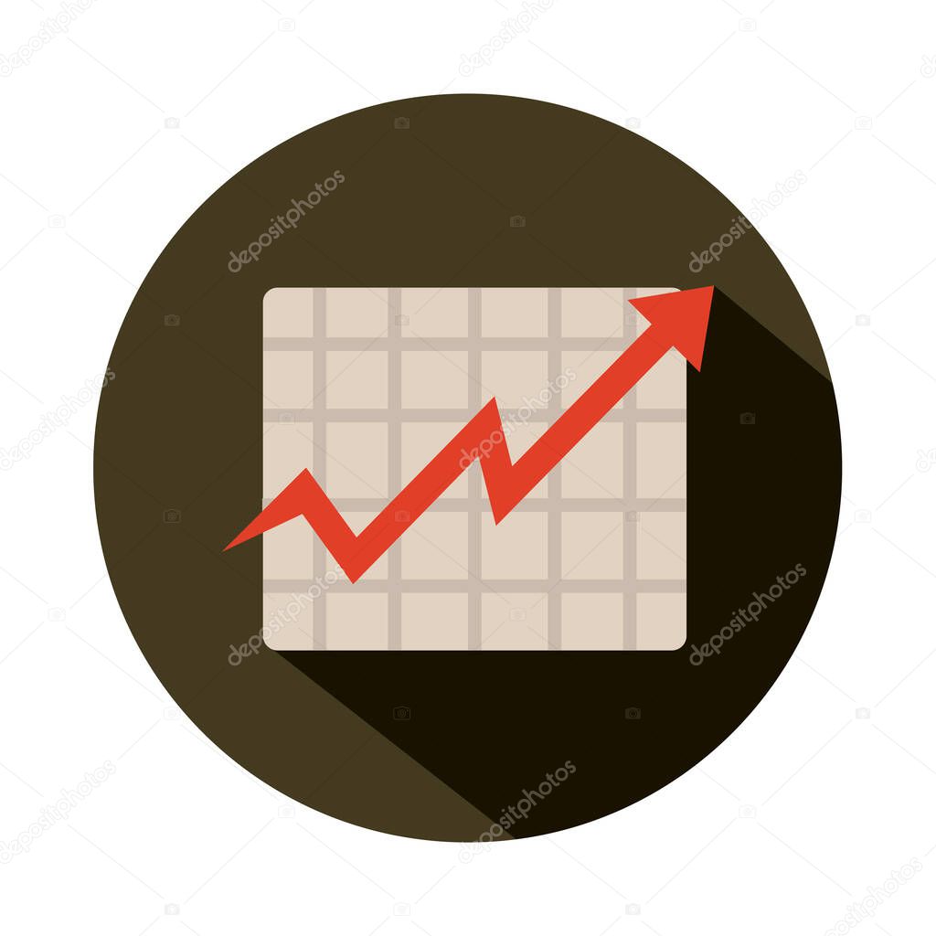 statistics chart arrow going up, rising food prices, block style icon