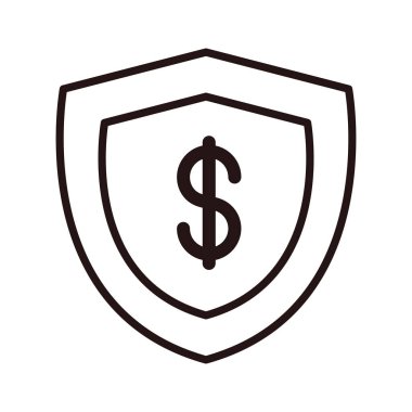 kalkan koruması para alışverişi veya ödeme mobil bankacılık çizgi simgesi