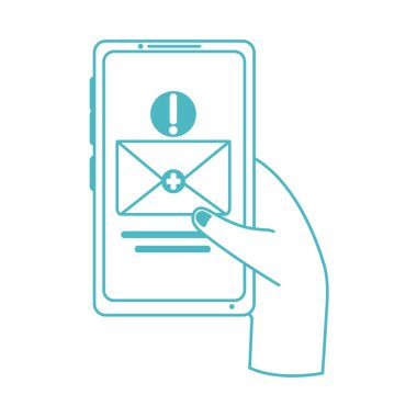 çevrimiçi doktor, akıllı telefon e-posta bildirim medikal covid 19, satır biçimi simgesi