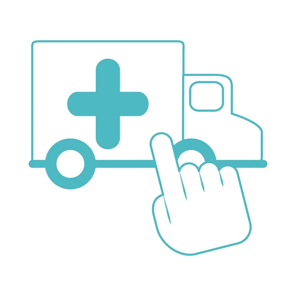 Online doctor, ambulance transport medical app digital, line style icon — Stock Vector