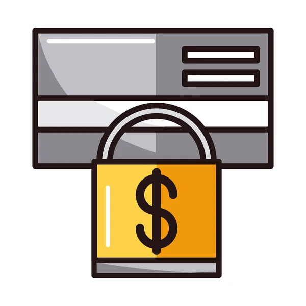 Protección bancaria tarjeta de crédito compra o pago línea de banca móvil y llenar icono — Archivo Imágenes Vectoriales