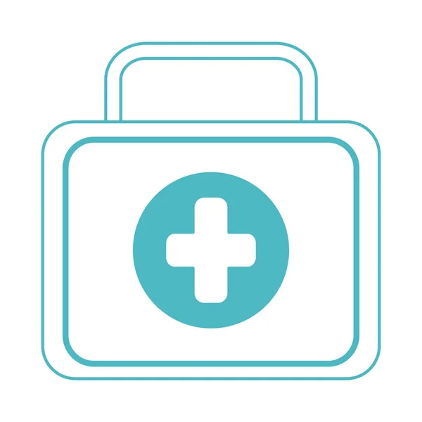 Online doctor, kit first aid medical emergency covid 19, line style icon — Stock Vector