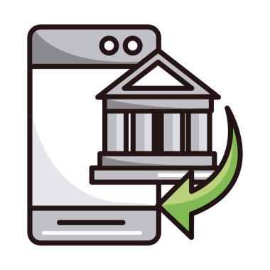 akıllı telefon banka işlem alışverişi veya ödeme mobil bankacılık hattı ve simge doldurma