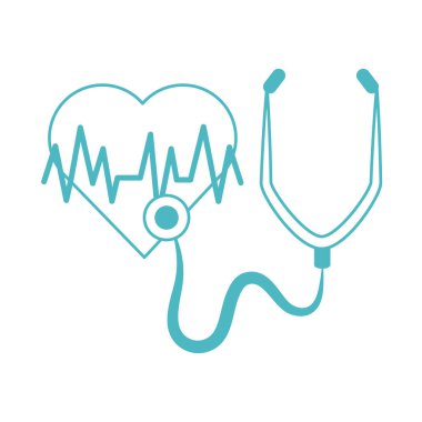 Çevrimiçi doktor, stetoskop kalp danışmanı tıbbi teşhis koruması CVid 19, satır biçimi simgesi