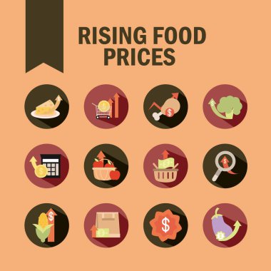 Artan gıda fiyatları, piyasa ticaret simgeleri düz stil simgesi belirlendi