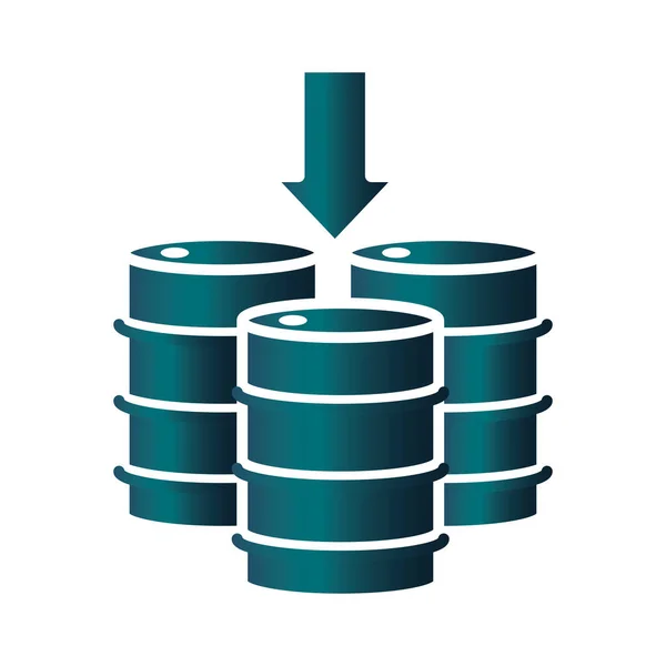 Petrleum barils vers le bas économie de crise commerciale, prix du pétrole gradient style icône — Image vectorielle
