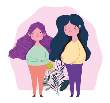 Mutlu anneler günü, hamile bir kadın ve açık hava çizgi filmi.