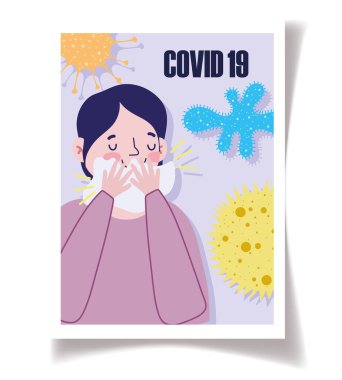 Covid 19 önleme adam semptomları öksürük ağız kapağı kağıt mendil ile