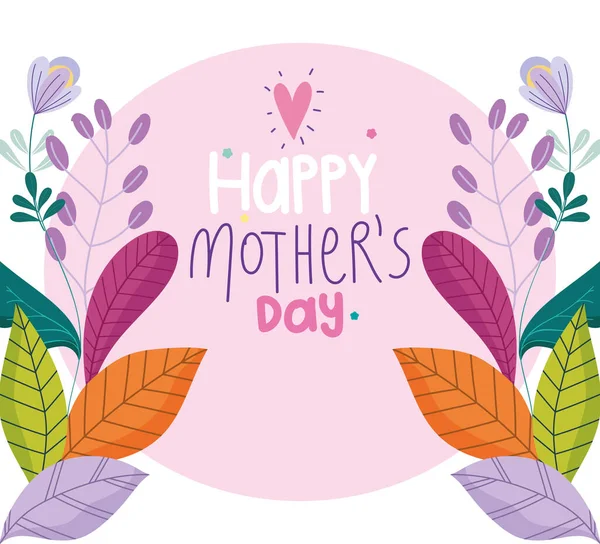 Heureux fête des mères, fleurs feuille feuille célébration badge conception — Image vectorielle