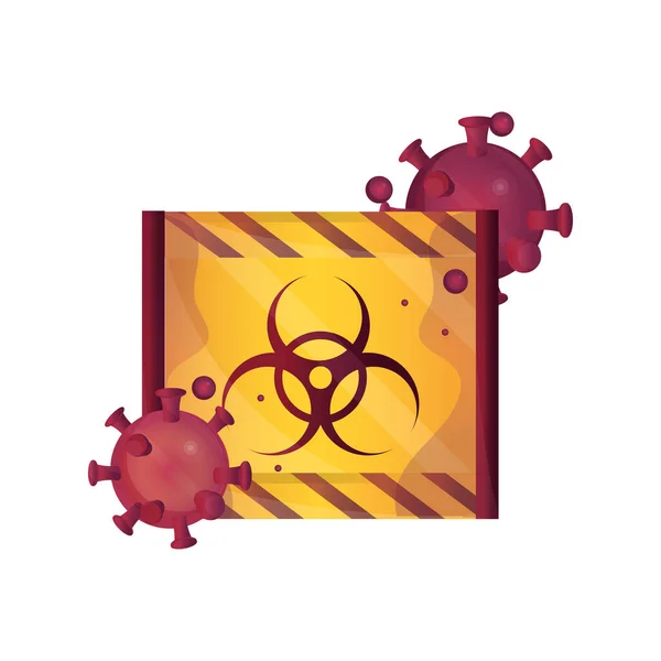 Hazard sign outbreak disease pandemic stop coronavirus covid 19 — Stock Vector