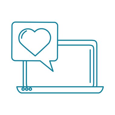 Arkadaşlık günün kutlu olsun. Sohbet eden dizüstü bilgisayar. Aşk mesajı çizgisi simgesi.