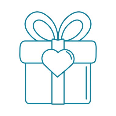 Mutlu dostluk günü, hediye kutusu kalp sürpriz aşk çizgisi ikonu