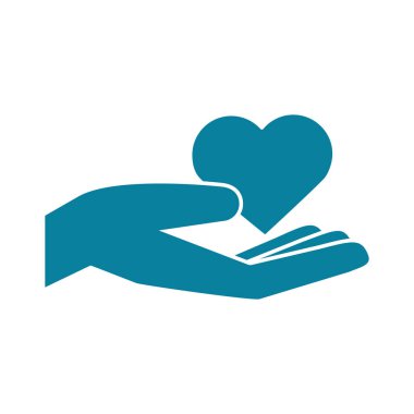 Mutlu dostluk günü kutlaması. El desteği. Kalp silueti tarzı simge.