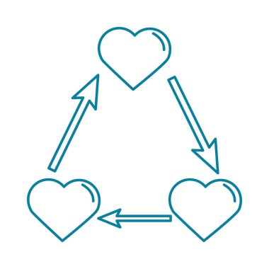 Arkadaşlık günün kutlu olsun. Kalp döngüsü ilişki duyguları çizgisi simgesi.