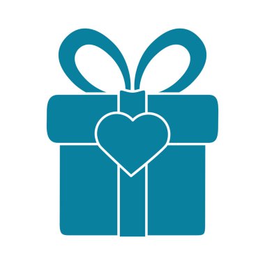 Mutlu arkadaşlık günü, hediye kutusu, kalp, aşk silueti tarzı bir ikon.