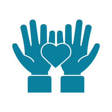 Mutlu dostluk günü kalp ile eller aşk silueti tarzı ikon vermek ya da paylaşmak