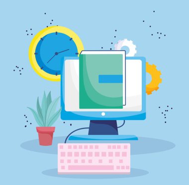 Çevrimiçi eğitim, bilgisayar klavye saati öğrenme