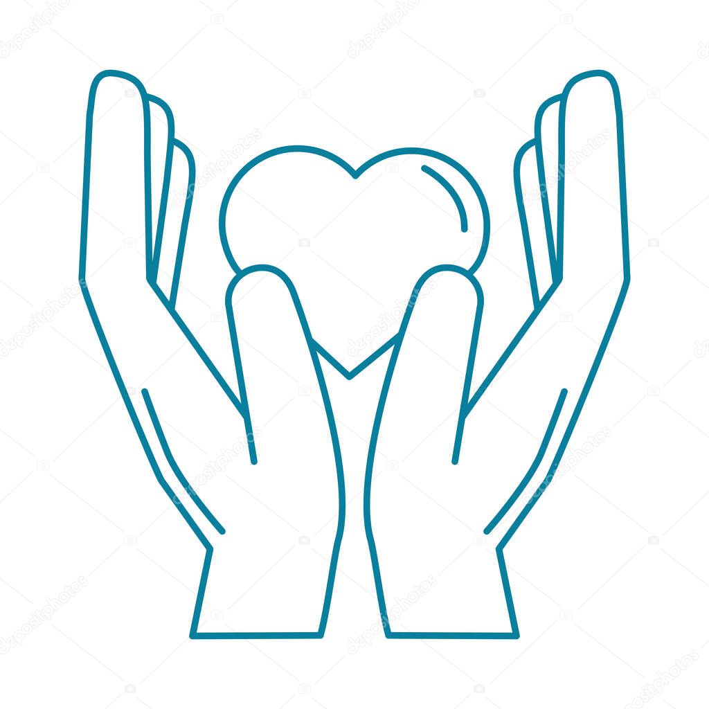 happy friendship day celebration hands giving heart love line style icon