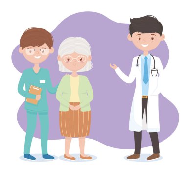 hekim hemşire ve büyükanne karakterleri, doktorlar ve yaşlılar