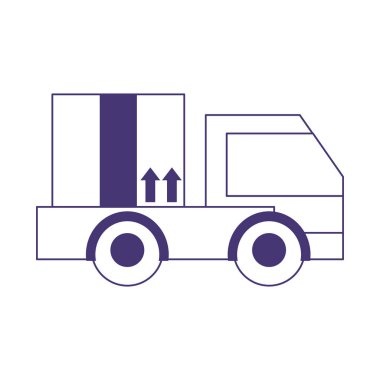 dağıtım kamyonu karton kutu izole edilmiş simge çizgisi biçimi