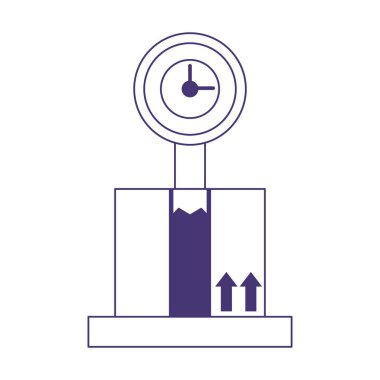 Ağırlık ölçeği lojistik izole edilmiş simge çizgisi biçiminde karton kutu