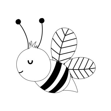 Arı böceği çiftlik hayvanı beyaz arkaplan çizgisi biçiminde izole edilmiş simge