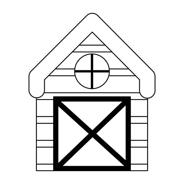 Ferme grange en bois icône isolée sur fond blanc style ligne — Image vectorielle