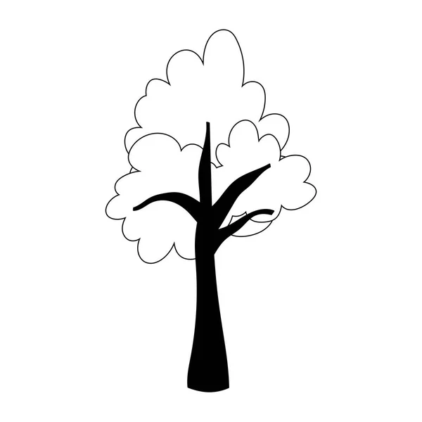 Árbol verde follaje naturaleza aislado icono sobre fondo blanco estilo de línea — Vector de stock