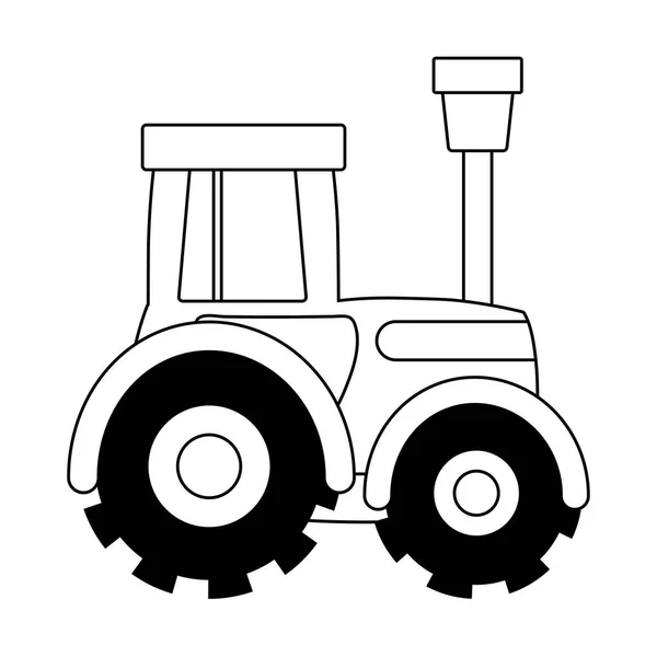 拖拉机农业农场交通隔离图标白色背线风格 — 图库矢量图片