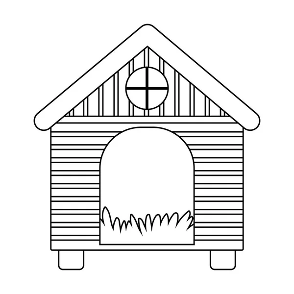 Ferme poule en bois icône isolée sur fond blanc style ligne — Image vectorielle