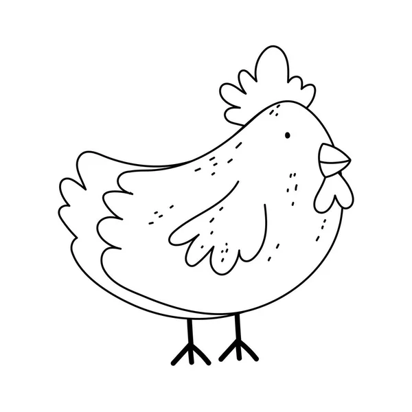 Gallina pollame fattoria animale isolato icona su sfondo bianco linea stile — Vettoriale Stock