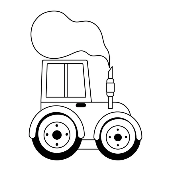 Ciągnik komin dym rolnictwa gospodarstwa izolowane ikona na białym tle linii stylu — Wektor stockowy