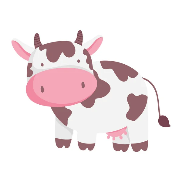 Koe cartoon boerderij dier geïsoleerd pictogram op witte achtergrond — Stockvector