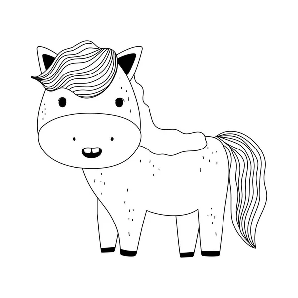 Animal de granja caballo aislado icono en estilo de línea de fondo blanco — Vector de stock