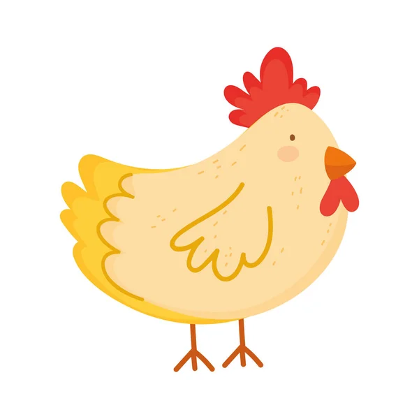 Hen poultry farm animal isolated icon on white background — Stock Vector