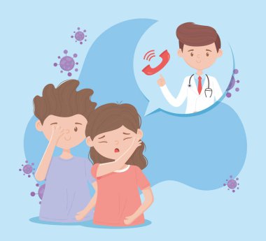 Covid 19 karantina, hasta çift doktor muayenesi için arıyor.