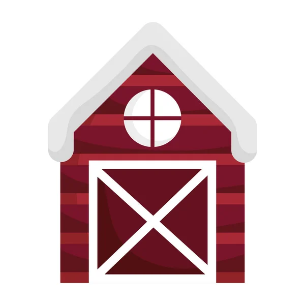 Ferme grange en bois icône isolée sur fond blanc — Image vectorielle