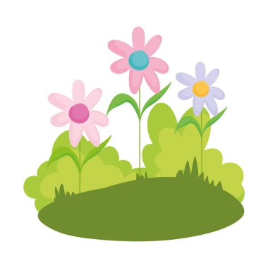 Çiçekler çalı doğası beyaz arkaplanda izole edilmiş bir simge