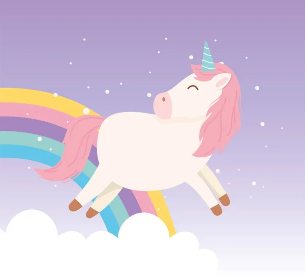 Unicorn rainbow fairytale magic fantation cartoon cute animal - Stok Vektor