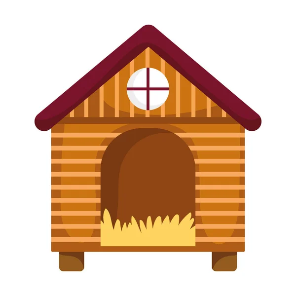 Wooden hen house farm isolated icon on white background — Stock Vector