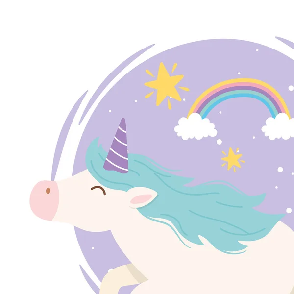 Licorne bonheur magique fantaisie dessin animé mignon animal — Image vectorielle