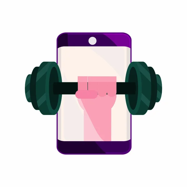 Online activities, smartphone fitness sport application flat style icon — Stock Vector