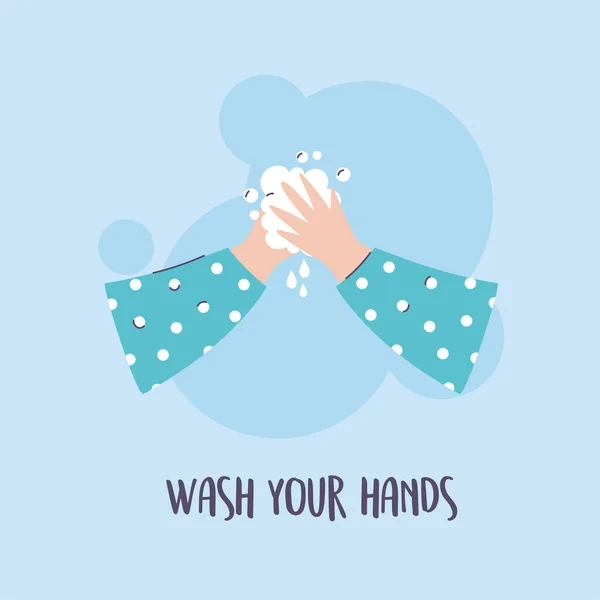 Covid 19 infografika pandemii, częste mycie rąk, profilaktyka — Wektor stockowy