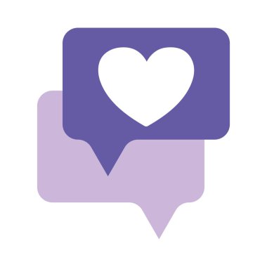 Aşk kalp romantik mesaj konuşma balonu izole ikon tasarımı