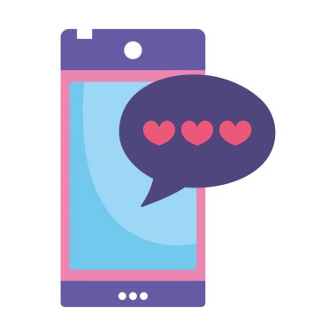 Akıllı telefon aygıtı sohbet ileti balonu çizgi filmi