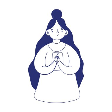 Akıllı telefon aygıtı teknolojisi kullanan kadın simge satırı biçimi